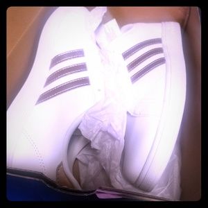 White and rose gold addidas